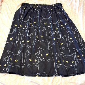 Black Cat Print Skirt